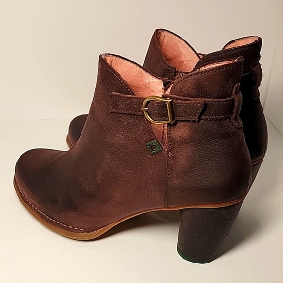 El Naturalista Colibri Bootie Ankle Boots Block Heels Side Zip Brown Leather 40 - Picture 7 of 16